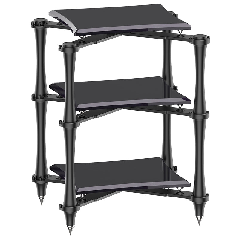 Audio Rack X-Frame Support Tapered Pillars Matte Black Isolation Stand