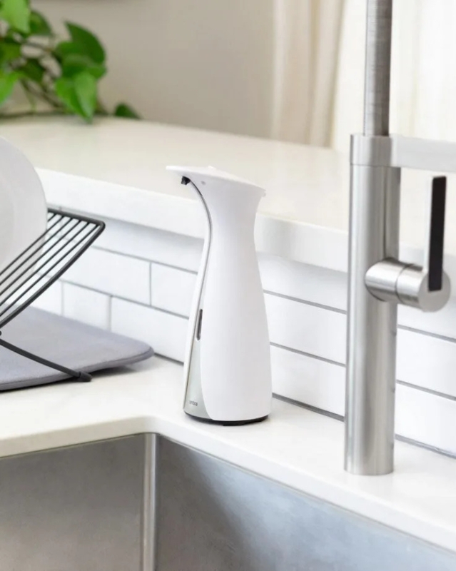 Automatic Soap Dispenser, Curved Silhouette, Sensor Operated, Matte White