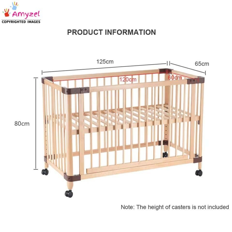 Baby Crib with Wheels, Crafted from Dark Sheesham Wood