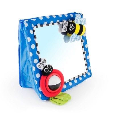 Baby Floor Mirror with Plush Bee Accent and Rotating Sensory Ball