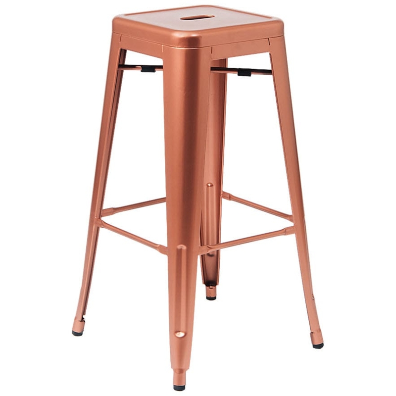 Backless Copper Counter Stool with Integrated Seat Handle Cutout