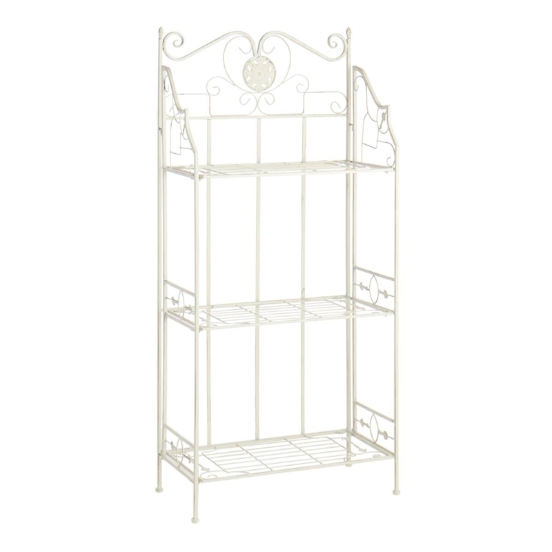 Baker Rack Antique White French Country Scrollwork Folding