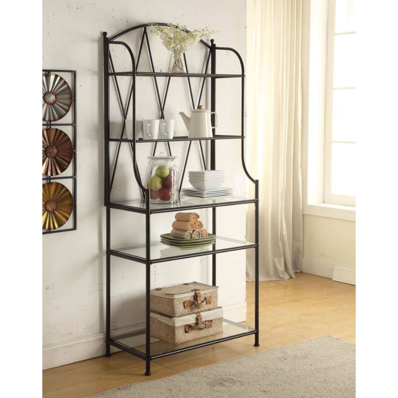 Bakers Rack Matte Black Transitional with Arched Top