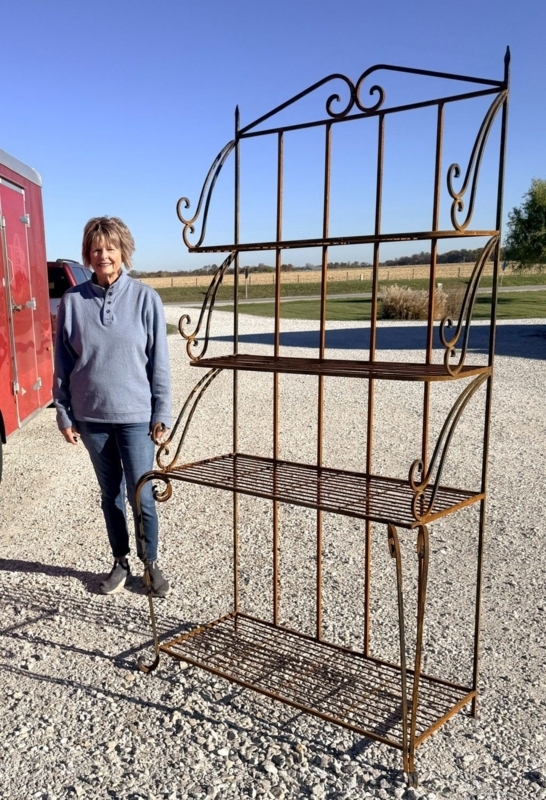 Bakers Rack Rusty Brown Wrought Iron with Distressed Patina