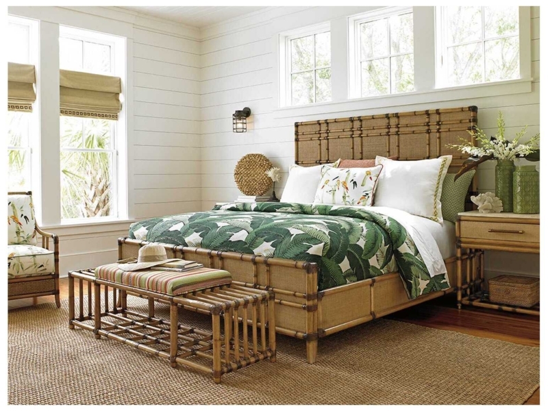 Bamboo Lattice Headboard Bedroom Set with British Colonial Style