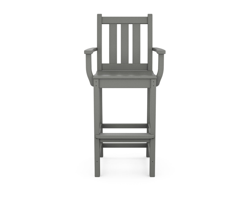 Bar Arm Chair Slate Grey Synthetic Composite with Curved Armrests