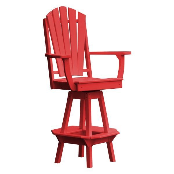 Bar Chair Bright Red Swivel Base Adirondack Back Vibrant Patio Seating