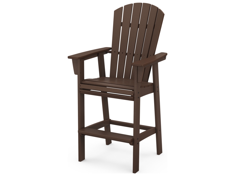 Bar Chair Mahogany Finish Fan Slat Back Nautical Outdoor Tall Chair