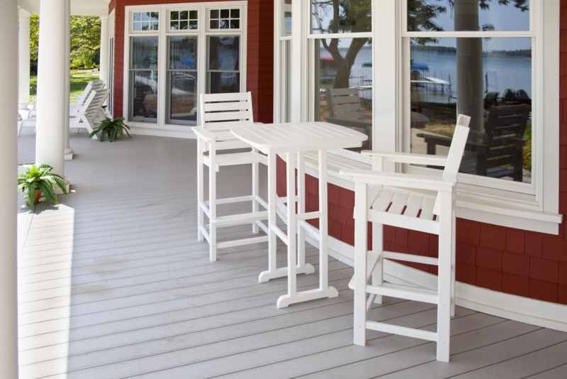 Bar Chair White Polywood Coastal Captains Chair with Slatted Back