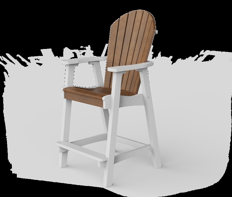 Bar Height Chair Wood Grain Two Tone Finish White and Wood Outdoor Chair