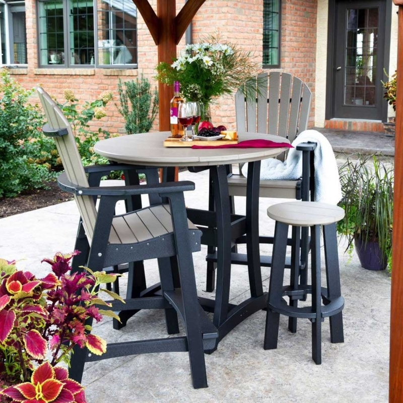 Bar Height Dining Set Two Tone Poly Resin Modern Rustic Patio Set