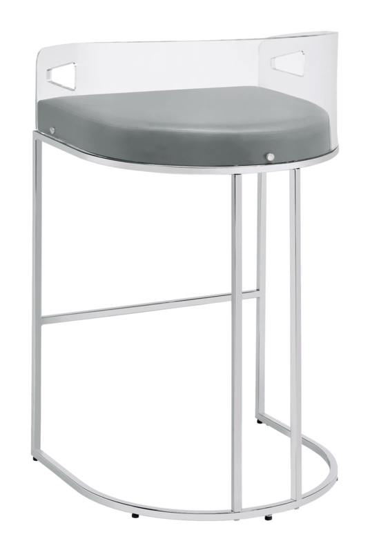 Bar Stool Acrylic Backrest Handle Cutouts Chrome Frame