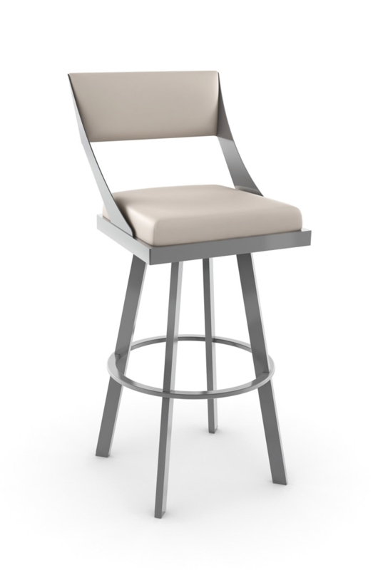 Bar Stool Angled Back Frame Swivel Base Contemporary Style