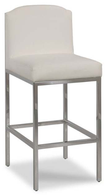 Bar Stool Arched Back Brushed Nickel Base Transitional Style