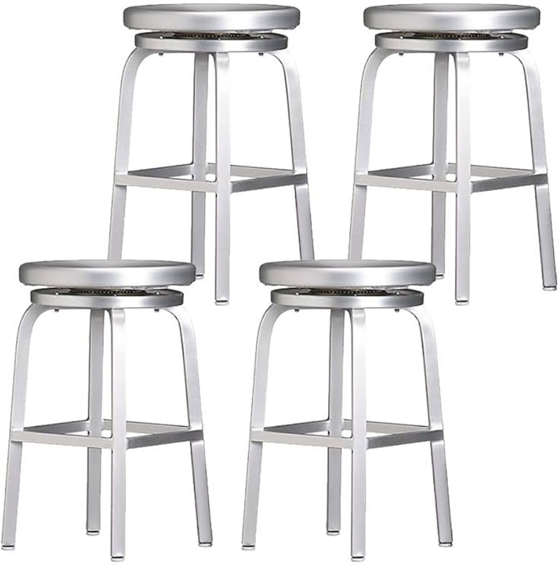 Bar Stool Backless 360 Swivel Round Seat Brushed Aluminum