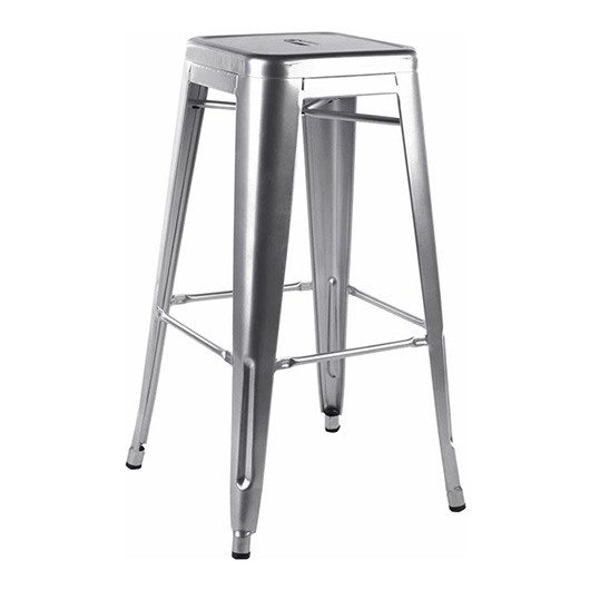 Bar Stool Backless Profile Seat Handle Cutout Silver