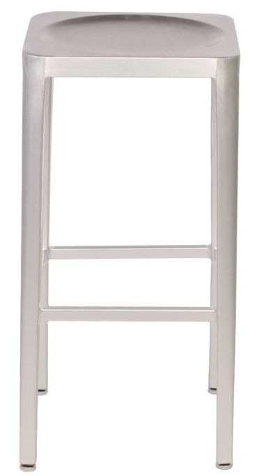 Bar Stool Backless Square Profile Recessed Circular Seat Brushed Metal