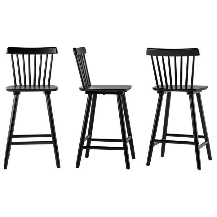 Bar Stool, Black Windsor Spindle Back with Curved Top Rail.