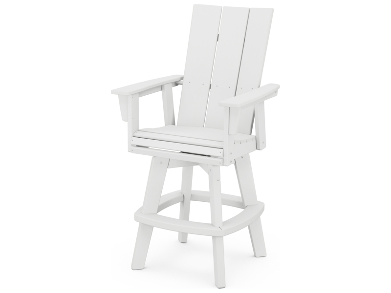 Bar Stool Bright White High Back Swivel Base Coastal Deck Bar Seating
