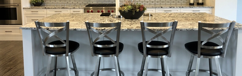 Bar Stool Brushed Silver Finish X-Back Design Transitional Style