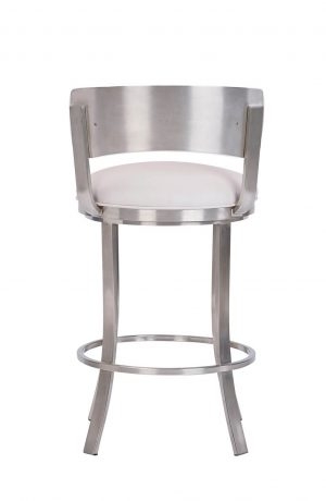 Bar Stool Curved Metal Backrest Swivel Base Creamy White