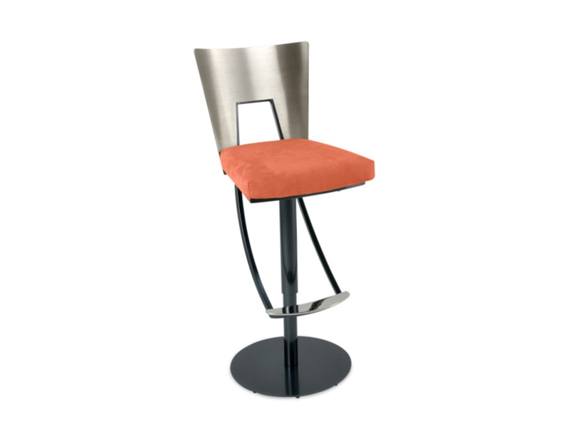 Bar Stool Cutout Backrest Burnt Orange Brushed Metal Industrial Modern