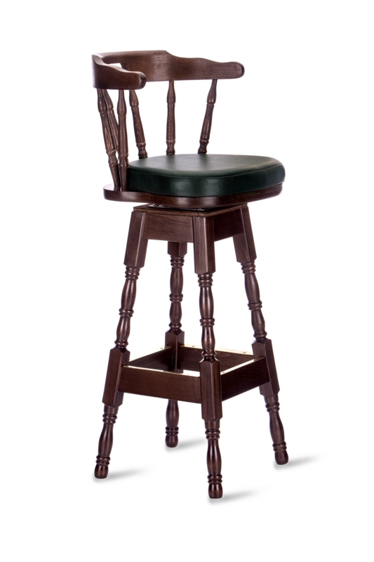 Bar Stool Forest Green Upholstered Swivel Captains Chair Dark Wood