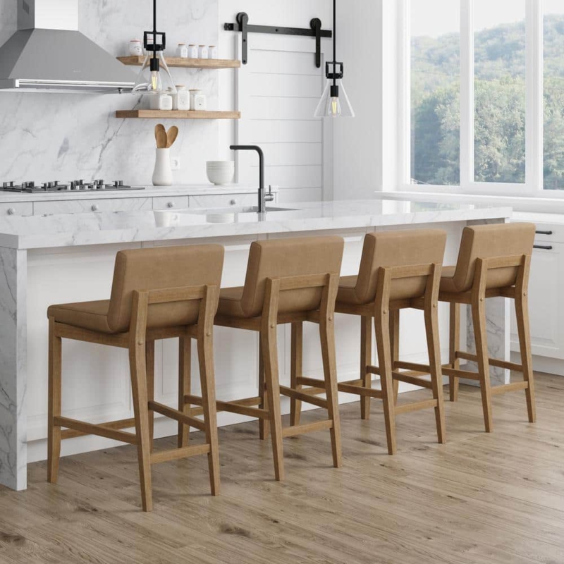 Bar Stool High Back Tapered Legs Scandinavian Inspired
