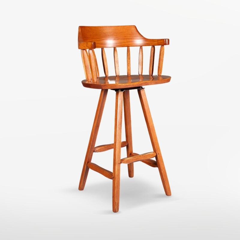 Bar Stool Honey Brown Swivel Captains Chair with Splayed Legs