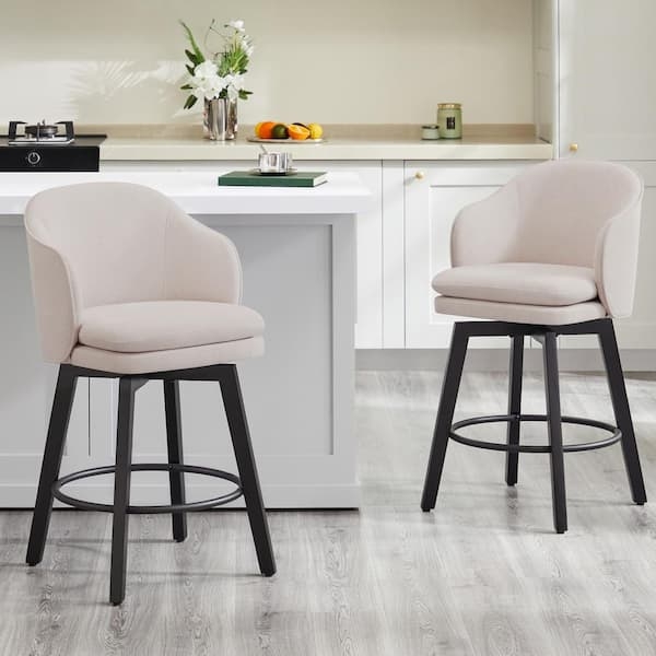 Bar Stool Integrated Arms Swivel Base Modern Transitional