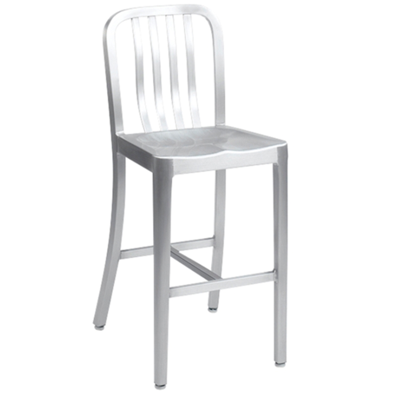 Bar Stool Outdoor Slat Back Spindles Brushed Aluminum Commercial