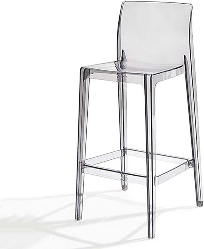 Bar Stool Smoke Grey Transparent With Integrated High Backrest