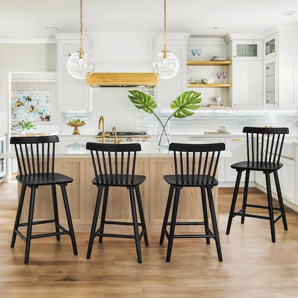 Bar Stool, Solid Wood Spindle Back with Tapered Legs.