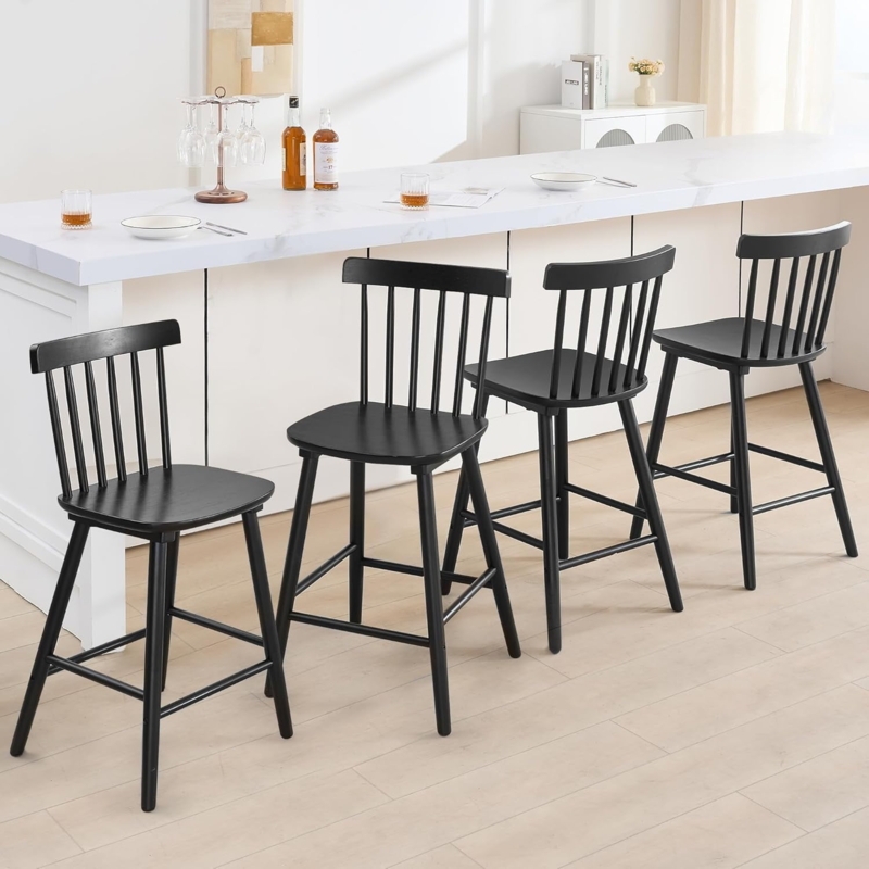 Bar Stool, Spindle Back Design with Minimalist Aesthetic.