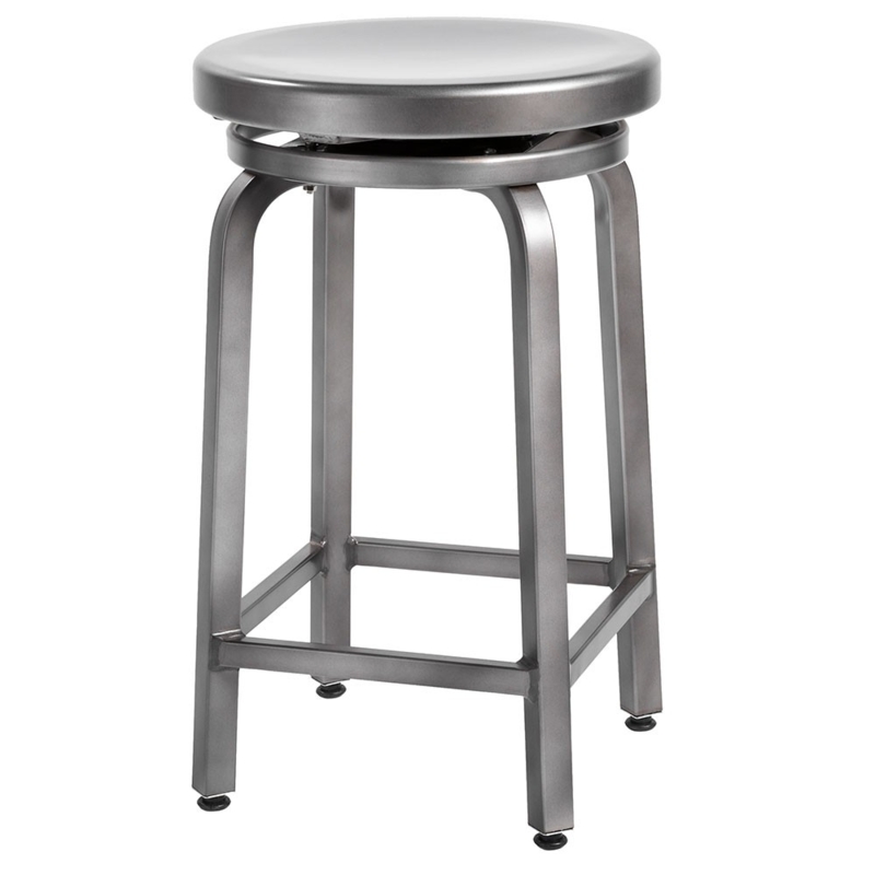 Bar Stool Square Footrest Swivel Seat Backless Design