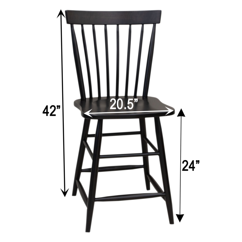 Bar Stool, Stationary Solid Maple Spindle Back with Ebony Finish.