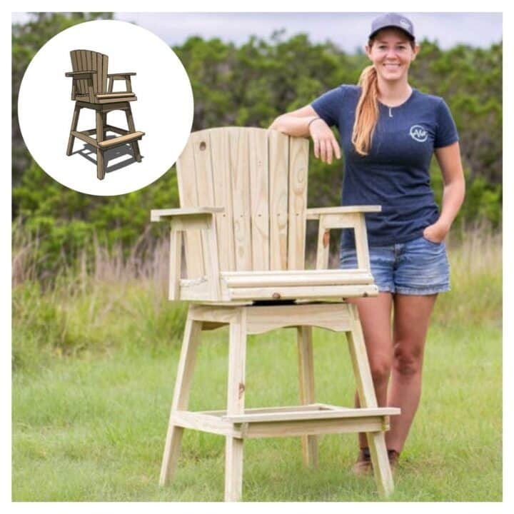 Bar Stool Swivel Mechanism Slatted Design DIY Wooden Bar Chair