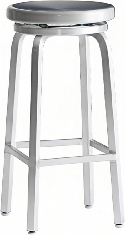 Bar Stool Swivel Round Navy Blue Seat Brushed Aluminum