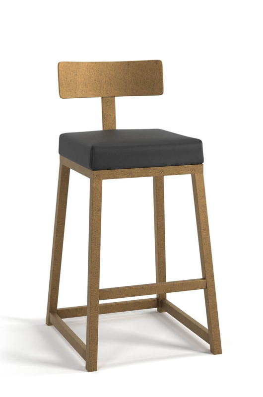 Bar Stool T-Back Support Matte Black Seat Industrial Finish