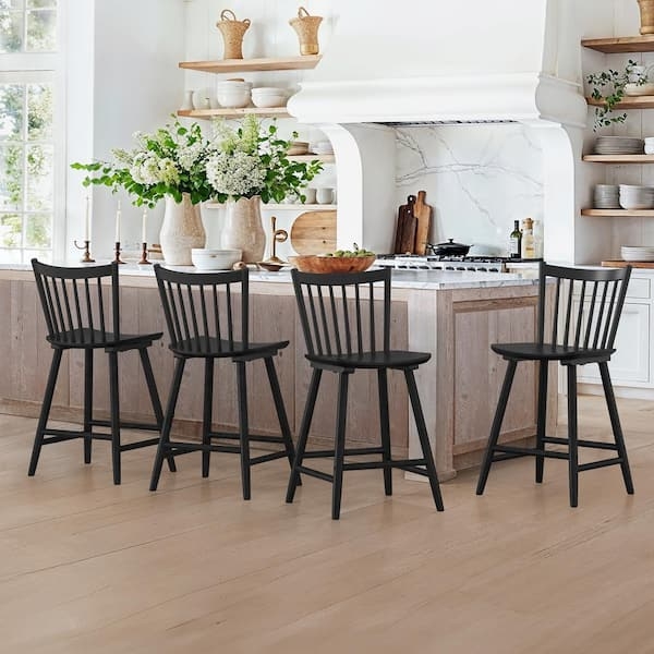 Bar Stool, Transitional Spindle Back with H-Stretcher.