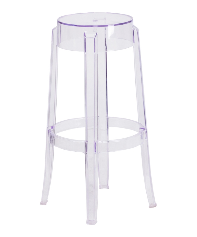 Bar Stool Transparent Polycarbonate Top Hat Seat Circular Footrest