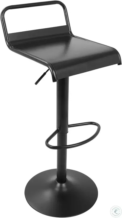 Bar Stool Tubular Backrest Matte Black Industrial Modern Adjustable