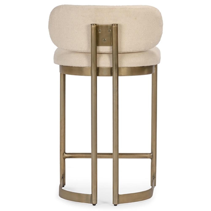 Bar Stool Vertical Supports Textured Upholstery Antique Finish