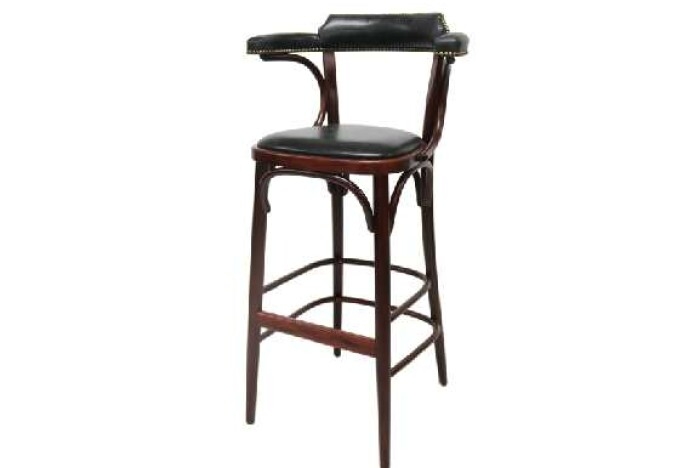 Bar Stool with Nailhead Trim, Padded Seat, Traditional Bistro Style.