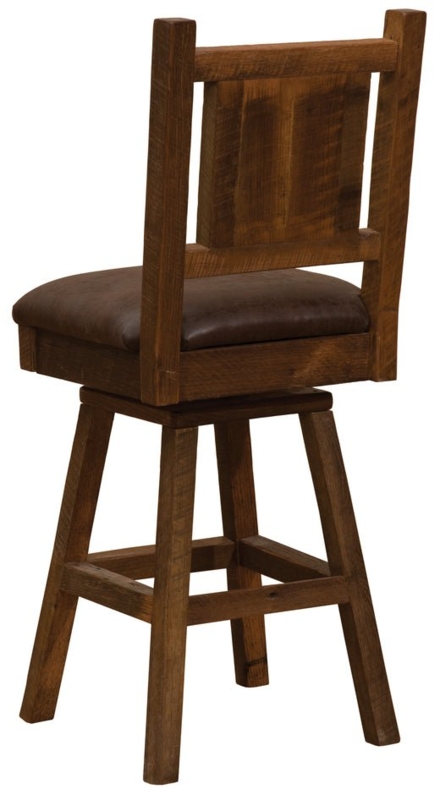 Barnwood Swivel Stool with Rough-Sawn Texture Ladder Back