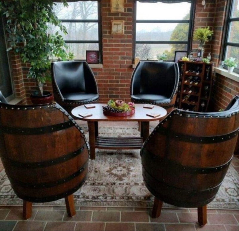 Barrel Chair Repurposed Barrel Club Metal Band Detailing Rustic