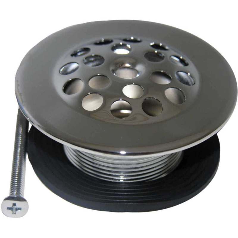 Bath Drain Strainer, Chrome Plated Fine Thread Perforated Design Shoe