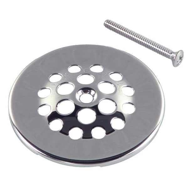 Bath Grid Strainer, Polished Chrome, Circular Grid Pattern with Screw