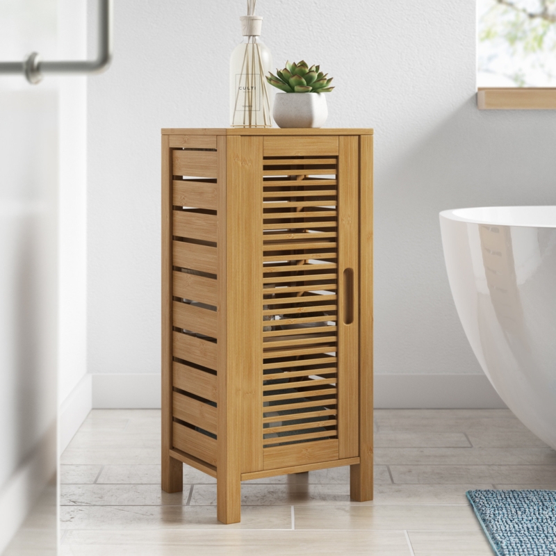 Bathroom Cabinet Ventilated Sides Integrated Finger Pull Slatted