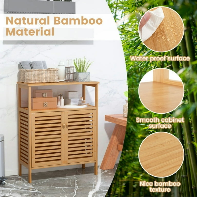 Bathroom Floor Cabinet Waterproof Surface Shutter Doors Storage